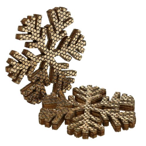 Article Décoration de Noël flocon de neige doré Ø4cm 48 pcs