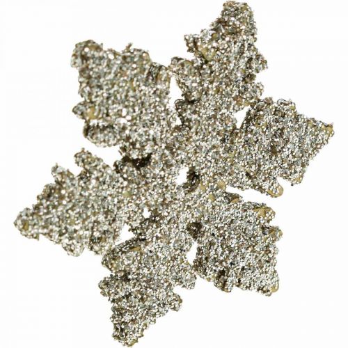 Article Bois de flocon de neige 4cm or clair avec mica 72 pcs
