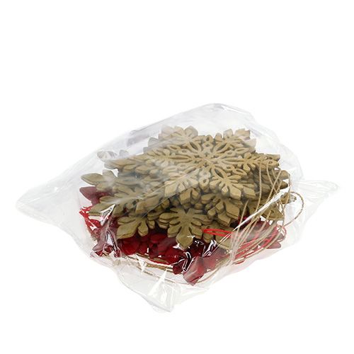 Floristik24 Flocon bois Ø8cm - Ø12cm nature/rouge 12p