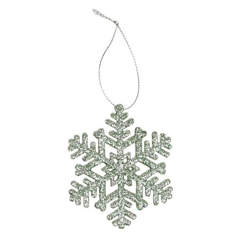 Floristik24 Flocon Ø8cm Vert menthe avec paillettes 12pcs