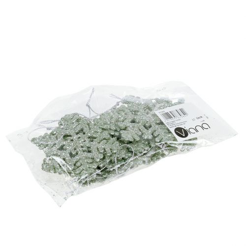 Floristik24 Flocon Ø8cm Vert menthe avec paillettes 12pcs