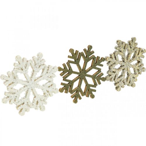 Floristik24 Flocon de neige naturel, mélange de mica blanc Ø4cm 72 pcs