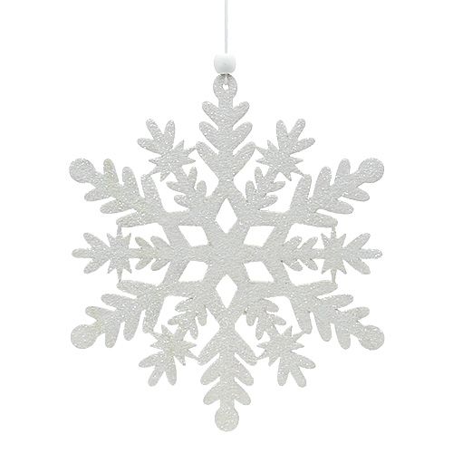 Floristik24 Flocon blanc avec mica 20cm 4pcs