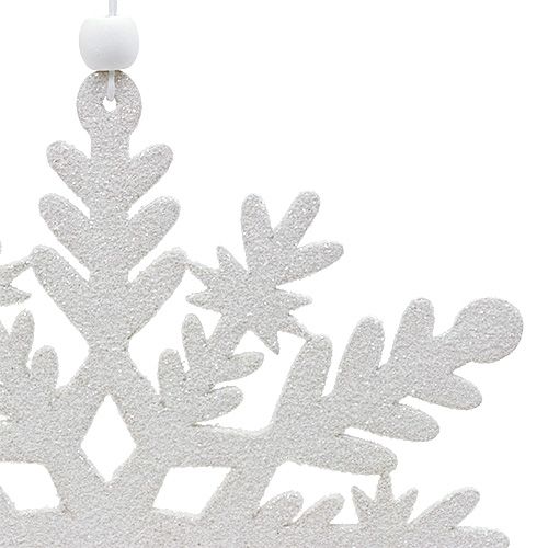 Floristik24 Flocon blanc avec mica 20cm 4pcs