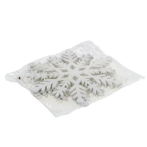 Floristik24 Flocon blanc avec mica 20cm 4pcs