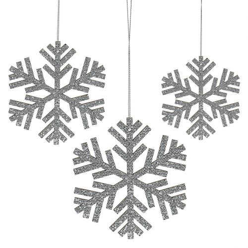 Floristik24 Suspension Flocon de neige Argent Ø8cm - Ø12cm 9pcs