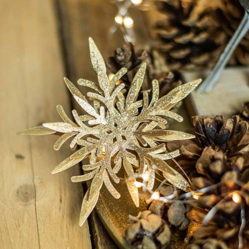 Article Flocon de neige effet 3D doré 16cm x 15,5cm 2 pcs