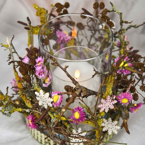 Article Flocon de neige 4cm rose/blanc avec paillettes 72 pcs