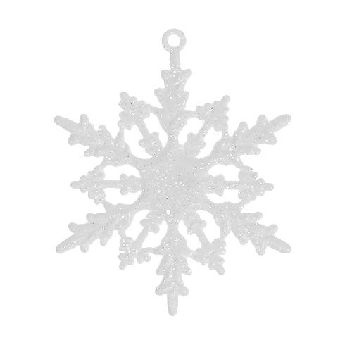 Article Flocon de neige à suspendre 7cm blanc avec paillettes 36pcs