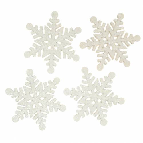 Décoration à disperser flocon de neige pailleté blanc 5cm 48 pcs
