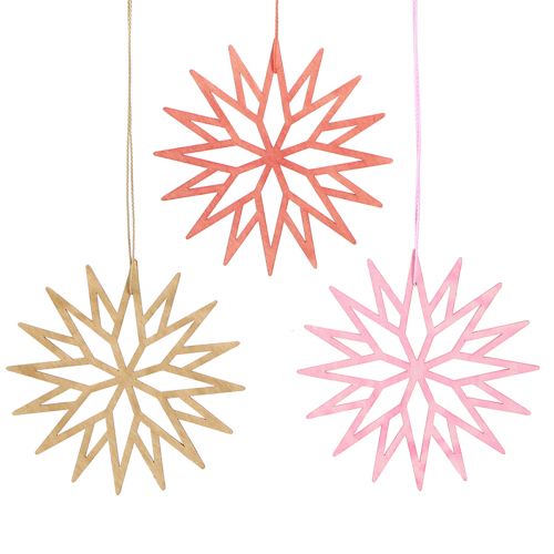 Article Décoration flocon de neige décorations d&#39;arbre en bois orange 10cm 12 pcs