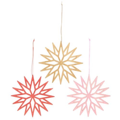 Article Décorations d&#39;arbre décoratives en bois flocon de neige orange 15cm 8 pcs