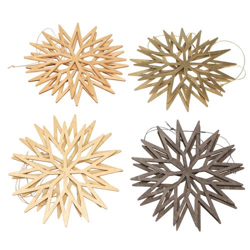 Article Flocons de neige en bois décoratifs pour sapin de Noël marron 15 cm 8 pcs