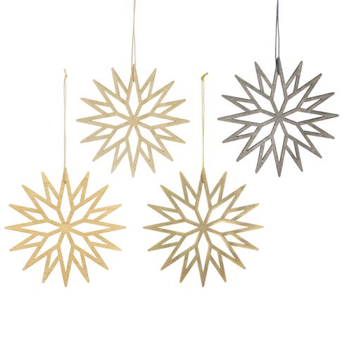 Floristik24 Flocons de neige en bois décoratifs pour sapin de Noël marron 15 cm 8 pcs