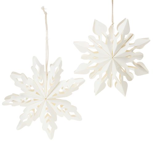 Décorations de Noël en forme de flocons de neige en papier blanc, 15 cm, lot de 4