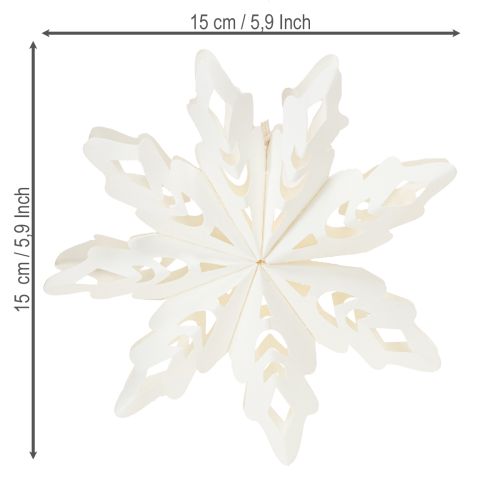 Article Décorations de Noël en forme de flocons de neige en papier blanc, 15 cm, lot de 4