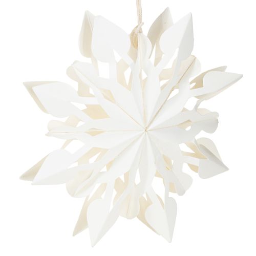 Article Décorations de Noël en forme de flocons de neige en papier blanc, 15 cm, lot de 4