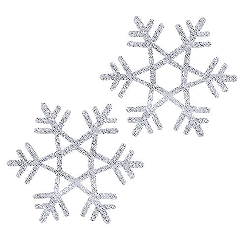 Floristik24 Flocons de neige Ø3,5cm avec mica 12pcs