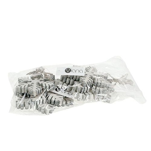 Floristik24 Flocons de neige en bois tri blanc-gris. 7-12 cm 6 pièces