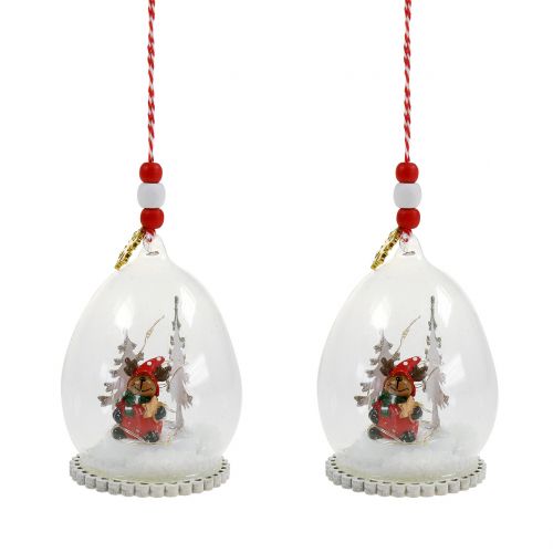 Floristik24 Boule à neige pour sapin de Noël 8cm 2pcs