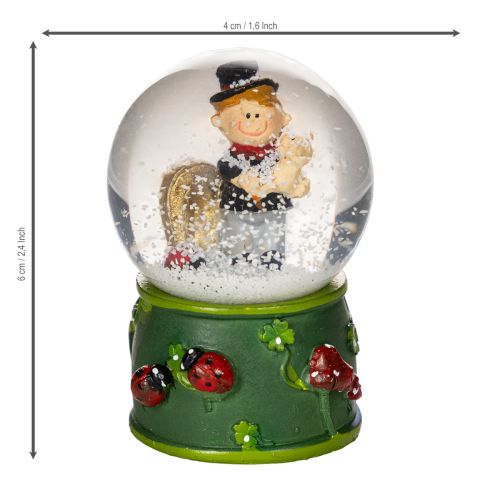 Lot de 3 boules à neige porte-bonheur avec figurine de ramoneur, 4 cm de diamètre | Floristik24.fr