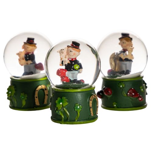 Lot de 3 boules à neige porte-bonheur avec figurine de ramoneur, 4 cm de diamètre | Floristik24.fr