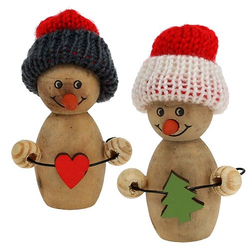 Floristik24 Bonhomme de neige en bois 8cm - 9cm 6pcs