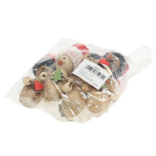 Floristik24 Bonhomme de neige en bois 8cm - 9cm 6pcs