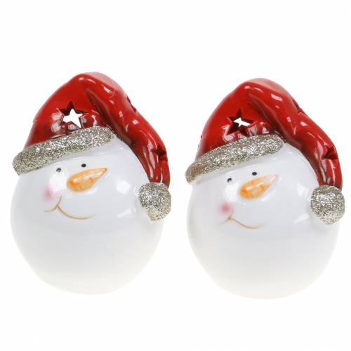 Floristik24 Bonhomme de neige avec lumière LED 10,5 cm 2pcs