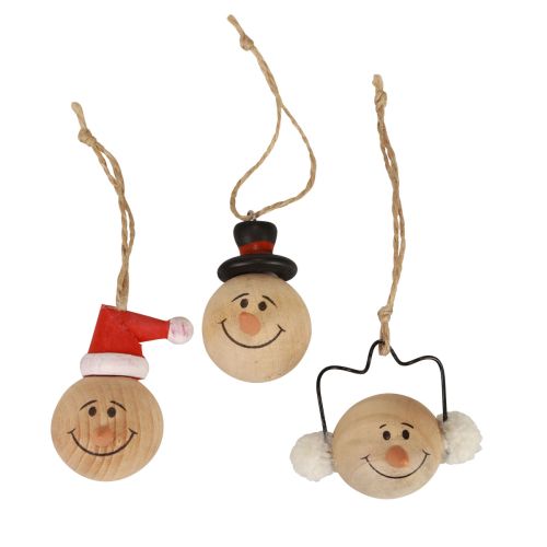 Article Cintre Décoration Bois Bonhomme de Neige Noël Naturel 5cm 12pcs