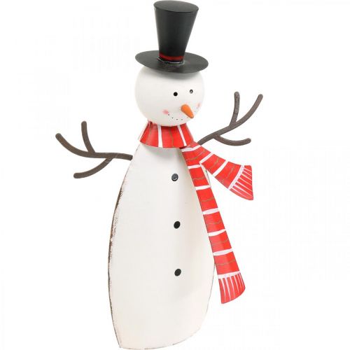 Floristik24 Décoration de Noël, bonhomme de neige avec écharpe, décoration en métal pour l&#39;hiver H33cm