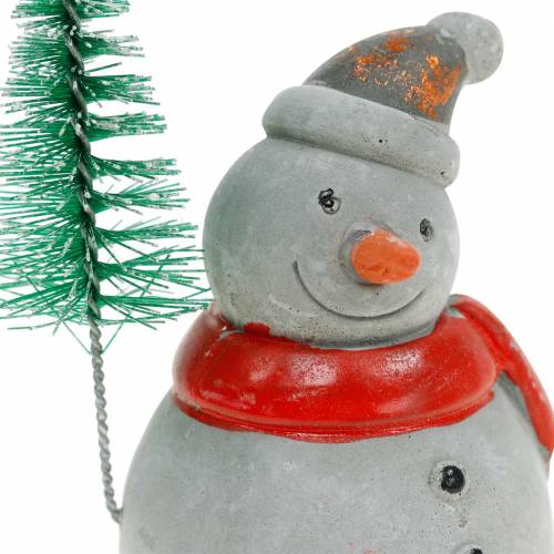 Floristik24 Figurine de Noël bonhomme de neige avec sapin gris béton, coloré 9cm - 11cm 4pcs