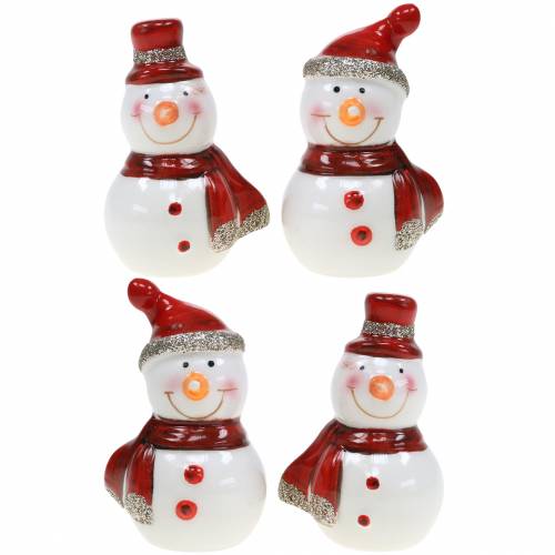 Figurine de décoration de Noël bonhomme de neige 7.5cm 4pcs