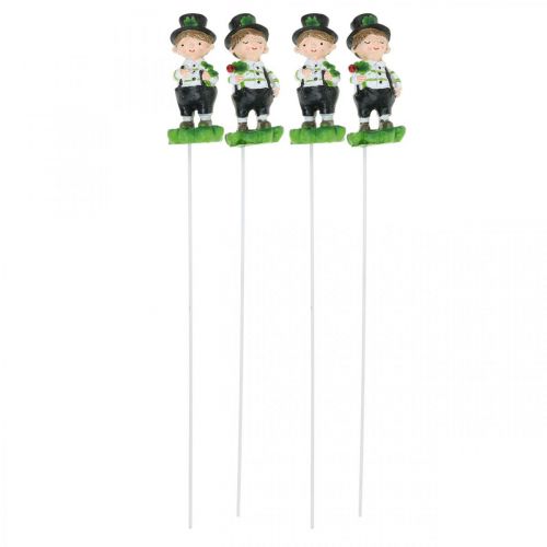 Article Ramoneur avec trèfle, bouchon pour le réveillon du Nouvel An, porte-bonheur, Saint Patrick L27cm 4 pièces