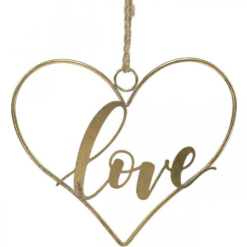 Floristik24 Lettrage Love coeur déco métal doré à suspendre 27cm