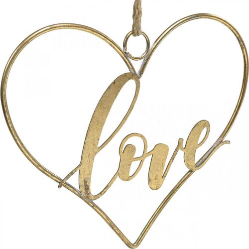 Article Lettrage Love coeur déco métal doré à suspendre 27cm
