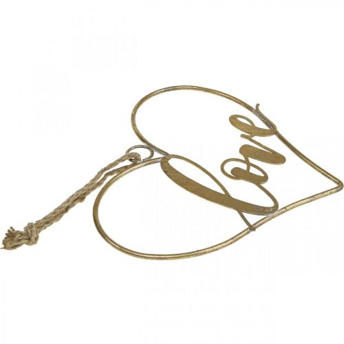 Article Lettrage Love coeur déco métal doré à suspendre 27cm