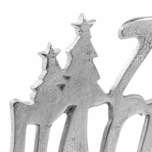 Floristik24 Décoration de table "Heure d'hiver", métal, bois de manguier, argent 33×22cm