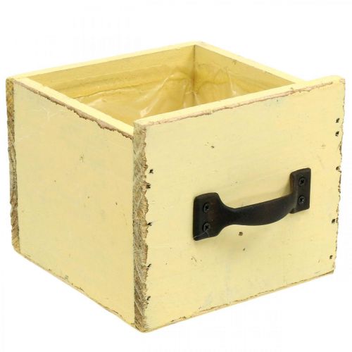 Floristik24 Tiroir Décoratif Shabby pour Planter du Bois Jaune 12.5×12.5×10cm