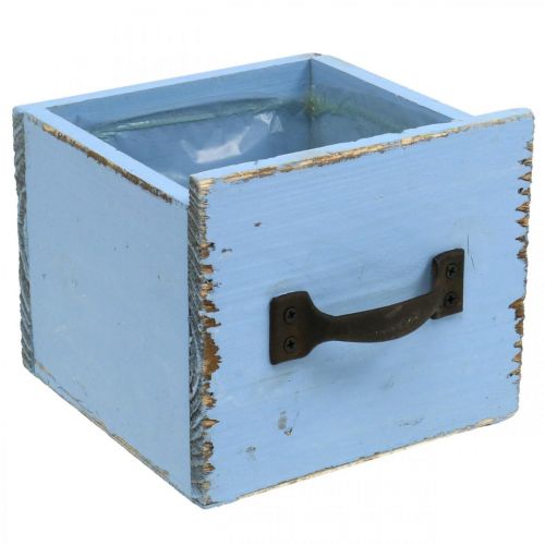 Floristik24 Boîte à plantes tiroir en bois bleu clair shabby 12.5×12.5×10cm