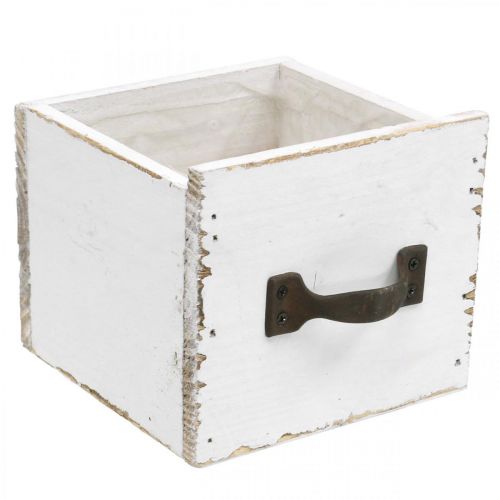 Floristik24 Bac à plantes bois blanc déco shabby chic 12.5×12.5×10cm