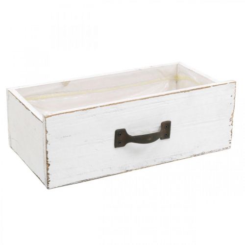 Floristik24 Tiroir décoratif bac à plantes blanc bois look vintage 25×13×8cm