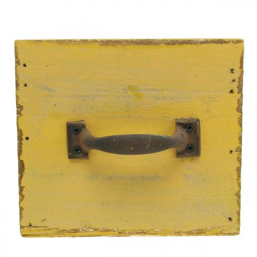 Floristik24 Tiroir décoratif jardinière vintage bois jaune 12.5×12.5×11cm