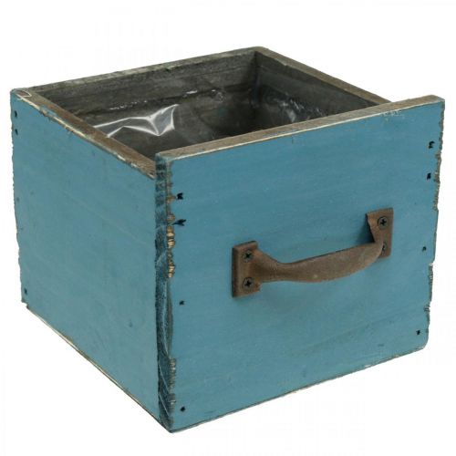 Floristik24 Bac à plantes décoration bois bleu shabby chic 12.5×12.5×11cm