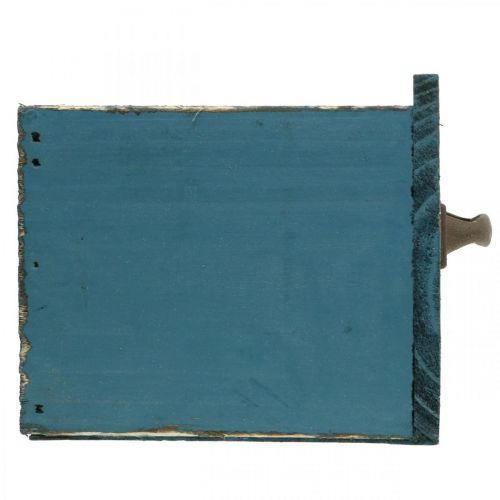 Floristik24 Bac à plantes décoration bois bleu shabby chic 12.5×12.5×11cm