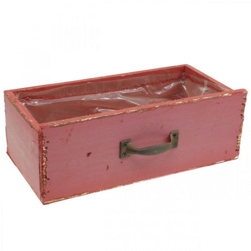 Floristik24 Jardinière Tiroir Bois Shabby Chic Rouge 25x13x9cm