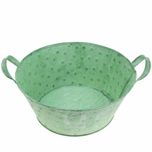 Floristik24 Jardinière Bol Déco Métal Vert Lavé Ø24cm H10cm