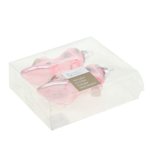 Floristik24 Escarpins déco pour le sapin de Noël rose 10cm 2pcs