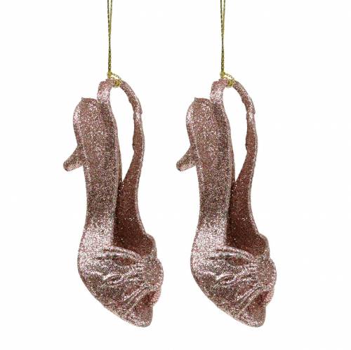 Décorations de sapin de Noël pompes rose, paillettes 12cm 12pcs