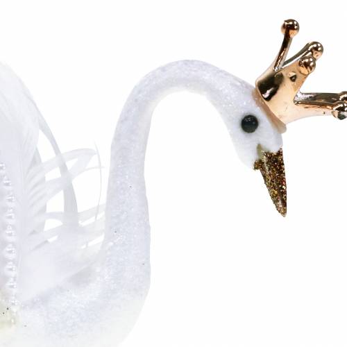 Floristik24 Décorations de sapin de Noël cygne avec couronne et plume 14cm